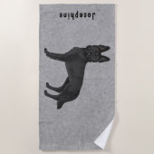 Serviette De Plage Berger Allemand Noir Chien mignon Avec Nom Personn (Devant)