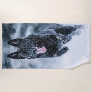 Serviette De Plage Berger allemand noir dans la couverture de duvet d