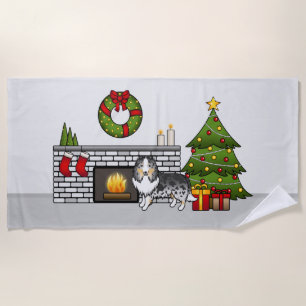 Serviette De Plage Berger des Shetland Blue Merle dans une salle de N