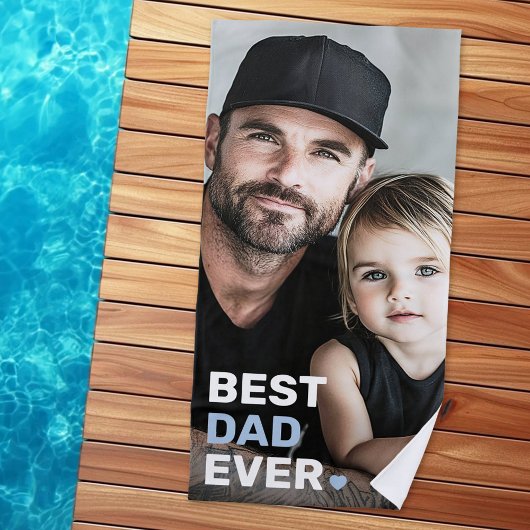 Serviette De Plage Best dad ever photo heart fathers day