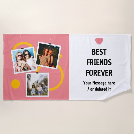 Serviette De Plage Best Friend Forever, personnalisation 3 Photo Coll (Devant)