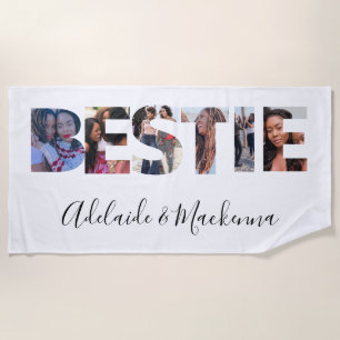 Serviette De Plage Bestie personnalisée BFF Best Friends Photo Collag