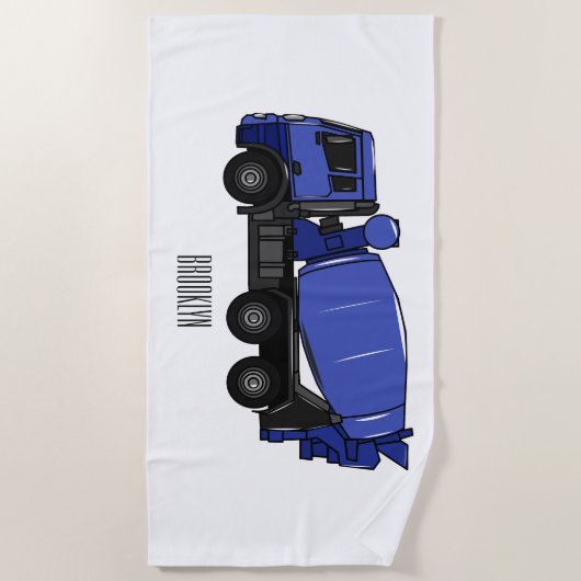 Serviette De Plage Béton mélange camion de transport caricature (Devant)