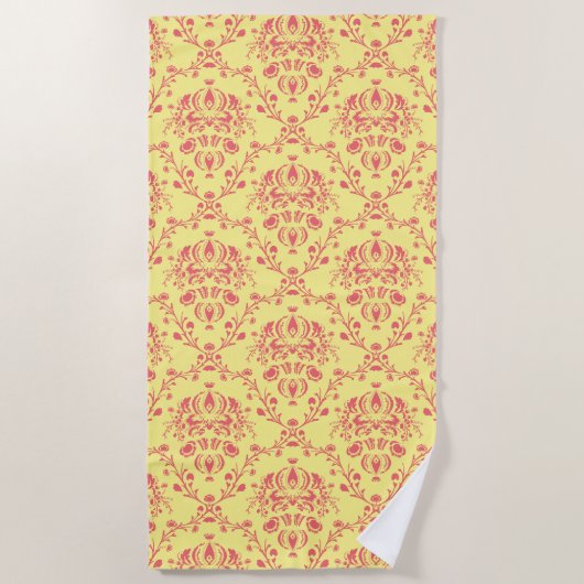 Serviette De Plage Beurre Cranberry Damask (Devant)