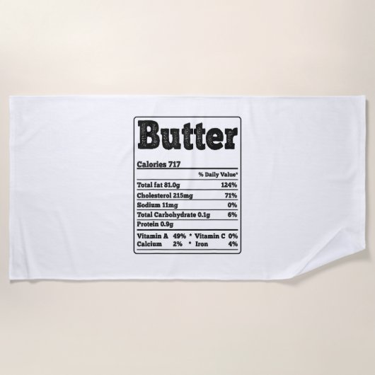 Serviette De Plage Beurre Faits Ingrédients Drôle Fodies Thanksgivin (Devant)