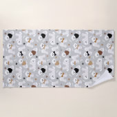 Serviette De Plage Bichon Frise Bones and Paws Grey (Devant)