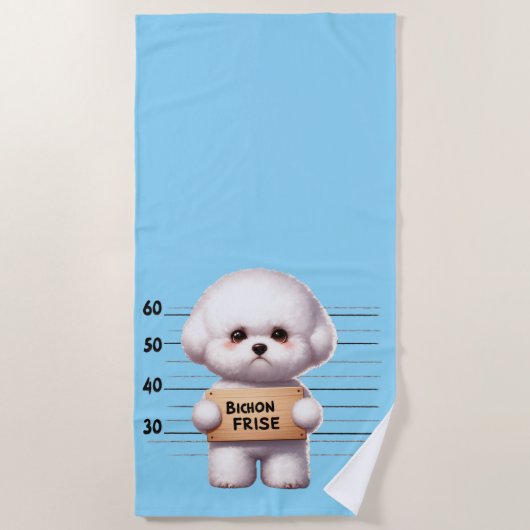 Serviette De Plage Bichon frisé coquin (Devant)