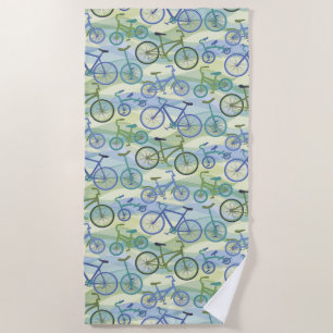 Serviette De Plage Bicyclettes Bleu Vert