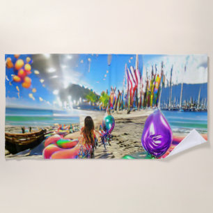 Serviette De Plage Bienvenue Accueil Beach Balloons Sand Beach Servie