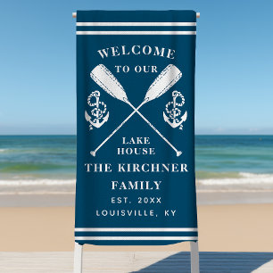 Serviette De Plage Bienvenue dans notre maison de lac Famille Monogra
