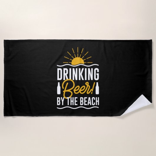 Serviette De Plage Bière À Boire Sur La Plage (Devant)