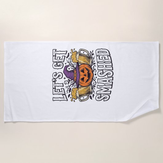 Serviette De Plage Bièredecitrouille Halloween défonçons-nous (Devant)