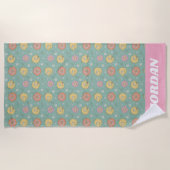 Serviette De Plage Big Bird | Good Vibes Floral | Ajouter Votre Nom (Devant)