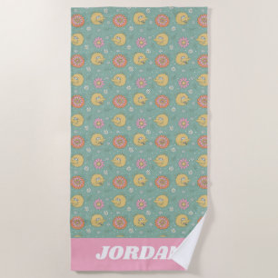 Serviette De Plage Big Bird Good Vibes Floral Ajouter Votre Nom