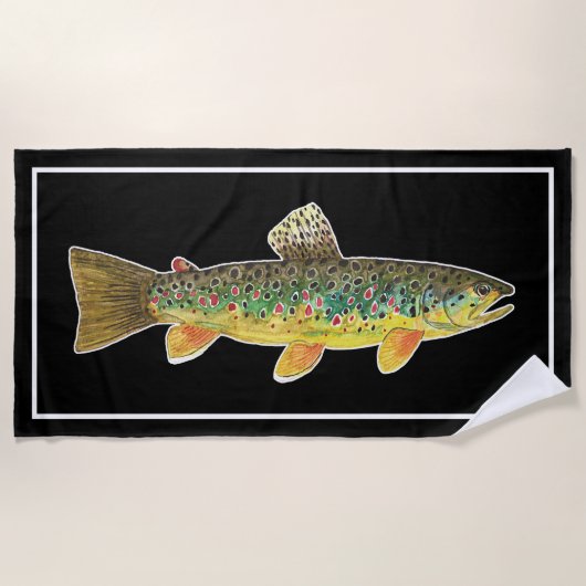 Serviette De Plage Big Brown Trout Fly Fishing Ichthyologie Cool (Devant)