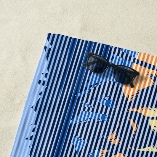 Serviette De Plage Big Sunset Strike Hawaiian Surfers - Bleu (En situation)