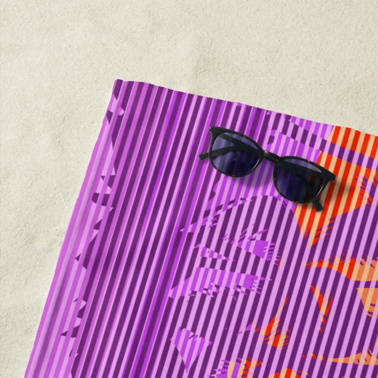 Serviette De Plage Big Sunset Stripe Hawaiian Surfers - Violet (En situation)