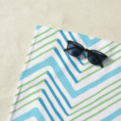 Serviette De Plage Big Zag Chevron in Green and Aqua (En situation)