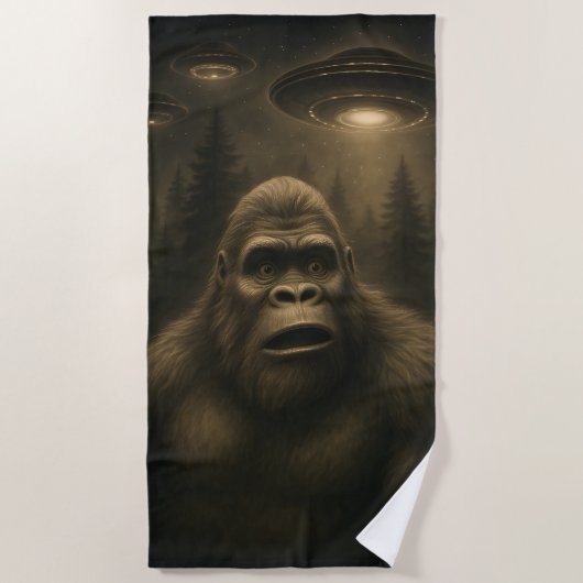 Serviette De Plage Bigfoot Sasquatch Alien UFO Funny (Devant)