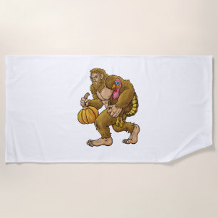 Serviette De Plage Bigfoot Thanksgiving vole Turquie & Citrouille Cac