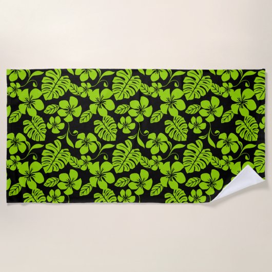 SERVIETTE DE PLAGE BIKINI ROSE (NOIR/LIME) (Devant)