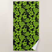 SERVIETTE DE PLAGE BIKINI ROSE (NOIR/LIME) (Devant)