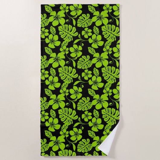 SERVIETTE DE PLAGE BIKINI ROSE (NOIR/LIME) (Devant)