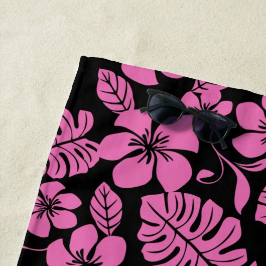 SERVIETTE DE PLAGE BIKINI ROSE (NOIR/ROSE) (En situation)