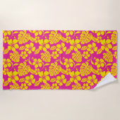 SERVIETTE DE PLAGE BIKINI ROSE (ROSE CHAUDE/JAUNE) (Devant)