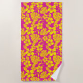 SERVIETTE DE PLAGE BIKINI ROSE (ROSE CHAUDE/JAUNE) (Devant)