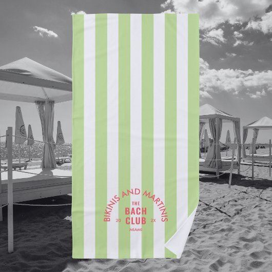 Serviette De Plage Bikinis et Martinis Le Club Bach Ruban Vert