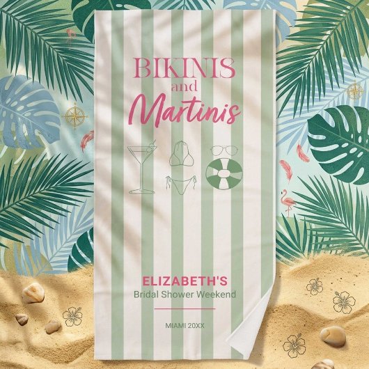Serviette De Plage Bikinis et Martinis Week-end de Réception de Maria