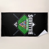Serviette De Plage Billard personnalisé NOM Cue Rack Pool Room (Devant)