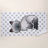 Serviette De Plage Birman / Ragdoll Point Bleu Chat & Pattes Mignon (Devant)