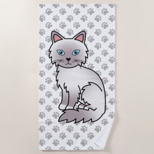 Serviette De Plage Birman / Ragdoll Point Lilac - Chat Mignon & Patte
