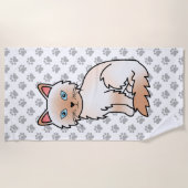 Serviette De Plage Birman / Ragdoll Point Rouge Chat & Pattes Mignon (Devant)