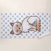 Serviette De Plage Birman / Ragdoll tigré pointe rouge Chat & Pattes (Devant)
