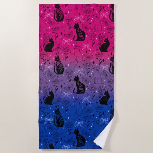 Serviette De Plage Bisexual Pride Chat noir - Mystical Witchy (Devant)
