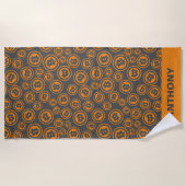 Serviette De Plage Bitcoin modelé Orange et Grey Personnalisé (Devant)