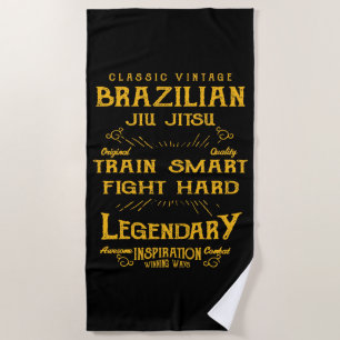 Serviette De Plage BJJ Train Smart Combattre Dur Vintage Jiu Jitsu