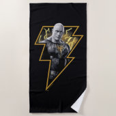 Serviette De Plage Black Adam Grey et Gold Lightning Graphic (Devant)