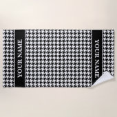Serviette De Plage Black and white houndstooth pattern personalized (Devant)