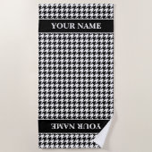 Serviette De Plage Black and white houndstooth pattern personalized (Devant)