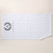 Serviette De Plage Black And White Laurel Monogram Polka Dot Pattern (Devant)