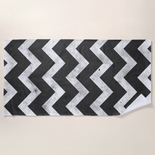 Serviette De Plage Black and white Rustic Chevron pattern (Devant)