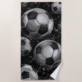 Serviette De Plage Black and White Soccer Ball Pattern – Bold Sports 