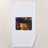 Serviette De Plage Black Cat Starry Nuit Van Gogh Citrouilles Bats Ha (Devant)