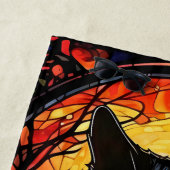 Serviette De Plage Black Cat Vitrail Rouge Éffrayant (En situation)