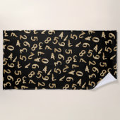 Serviette De Plage Black Gold Numbers Luxury Motif Chic Comptable (Devant)