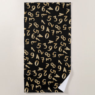 Serviette De Plage Black Gold Numbers Luxury Motif Chic Comptable